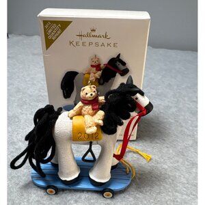 2012 Hallmark Keepsake Ornament Horse & Teddy Bear on Rocking Toy Display